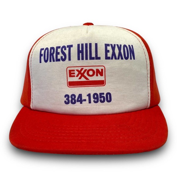 Vintage Forest Hill Exxon Maryland Gas Station Foam Snapback Trucker Hat Cap - Picture 3 of 10